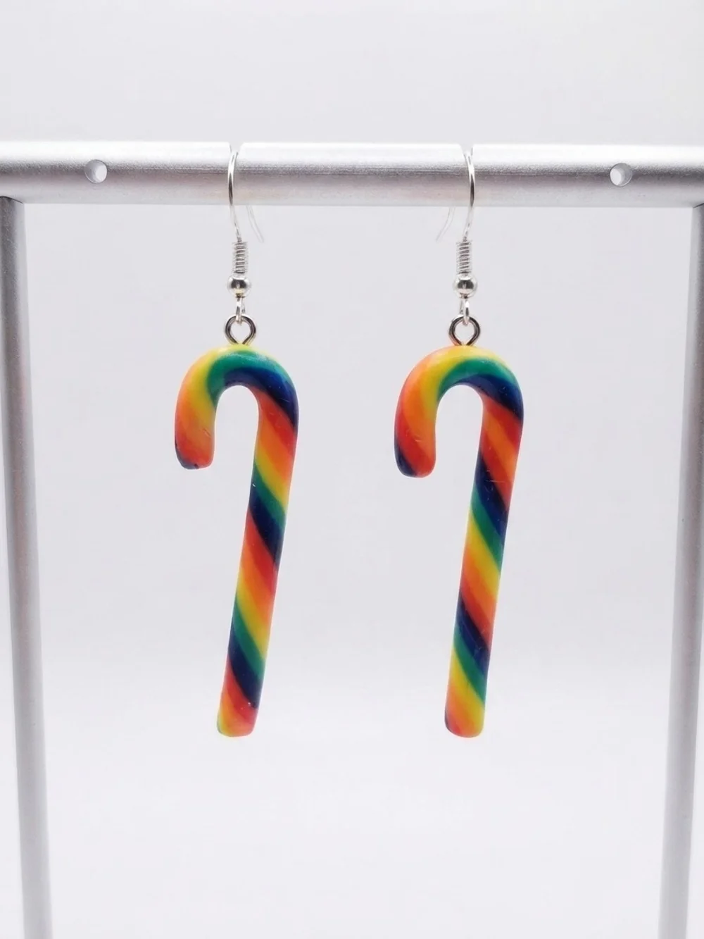 NEW Rainbow Candy Cane Dangle Earrings (0231)